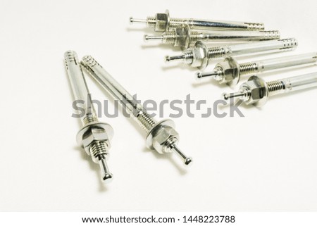 Anchors steel bolts isolated on white background.