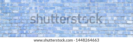 ART on Old  light  blue Pastel color natural  brick  wall horizontal rectangle pattern for texture wallpaper background