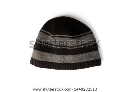 Black man winter hat isolated on white background.