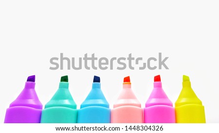 Markers are used for highlighting important messages. To have a distinctive color that is easy to see. Royalty-Free Stock Photo #1448304326
