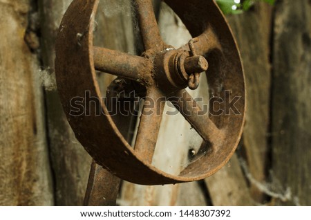 antique metal wheel, vintage old object
