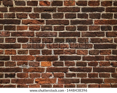 old red brick wall texture background. dark broken brown vintage brick wall for architecture.  Royalty-Free Stock Photo #1448438396