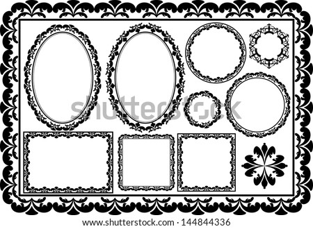 set of oval, round, rectangular and square frames