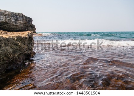 rocky sea shore in the afternoon. Crimea. summer