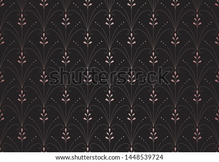 Luxury floral art deco seamless pattern. Abstract leaf vector background. Geometric damask texture.