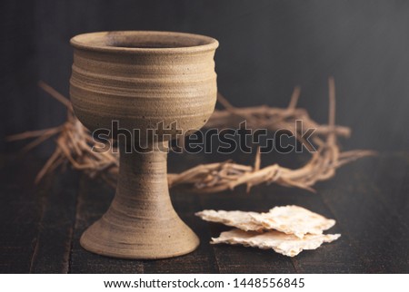 The Holy Communion or Lords Supper Symbols of Jesus Christ Royalty-Free Stock Photo #1448556845