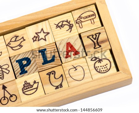 Picture of Play wording that make from wooden toy