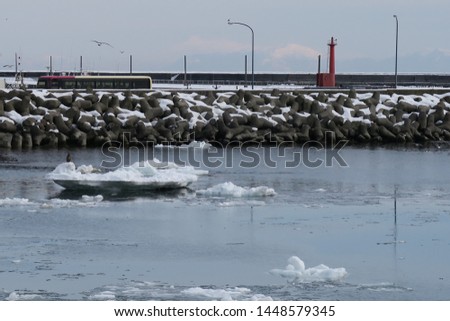 Winter seaside landscape of Rausu, Hokkaido, Japan