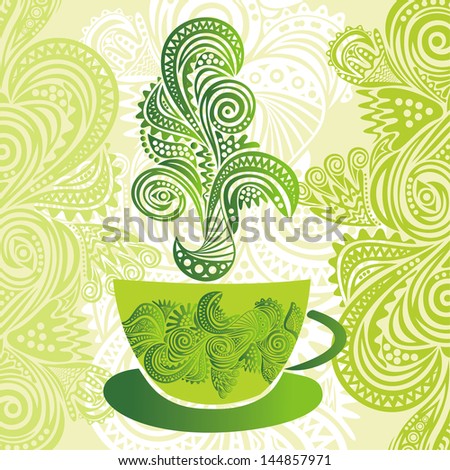 Green tea pattern vector illustration