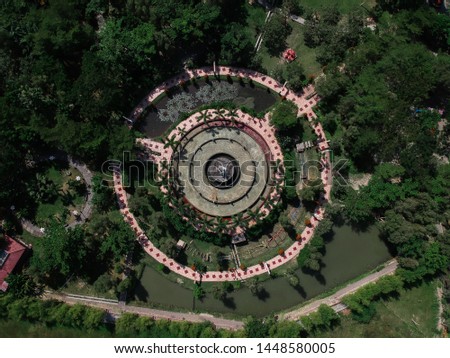 aerial drone photo city park tours in klaten, indonesia - image