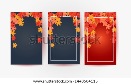 set of autumn background vector illustration 