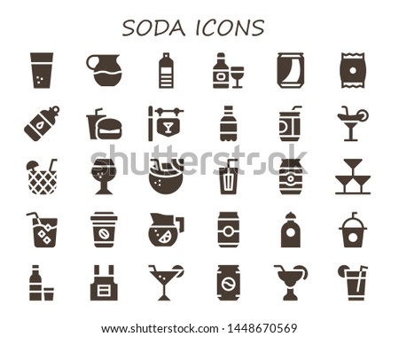 soda icon set. 30 filled soda icons.  Simple modern icons about  - Water, Juice, Water bottle, Drink, Can, Snack, Bottle, Fast food, Bar, Soda, Cocktail, Brandy, Coconut drink