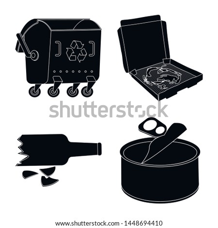 Vector design of refuse and junk sign. Collection of refuse and waste vector icon for stock.