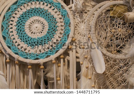 View of some beautiful Dreamcatcher hanging from a ceiling at the Love Anchor Market in Canggu, Bali - Indonesia