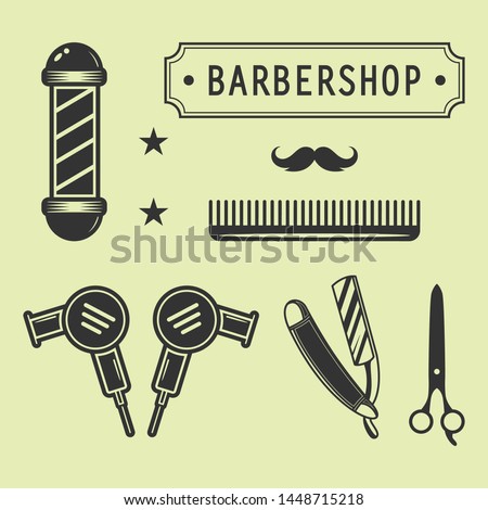 Barbershop logo equipment set vector