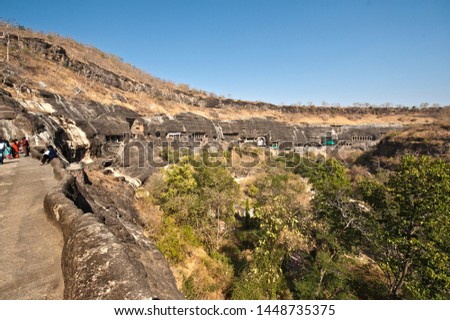 Panoramic view of Ajanta caves in India