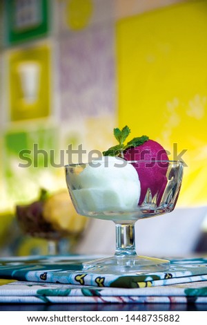 Ice cream in the glass cup