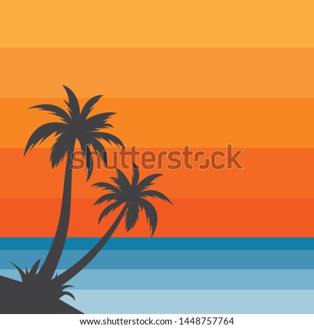 Palm tree icon of summer and travel logo vector illustration design