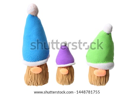 plasticine gnome isolated on white background. modelling clay