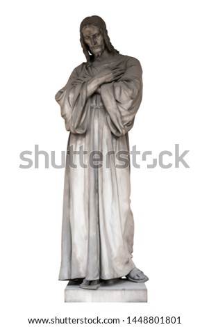 Ancient Sculpture of Jesus Christ, isolate on a white background