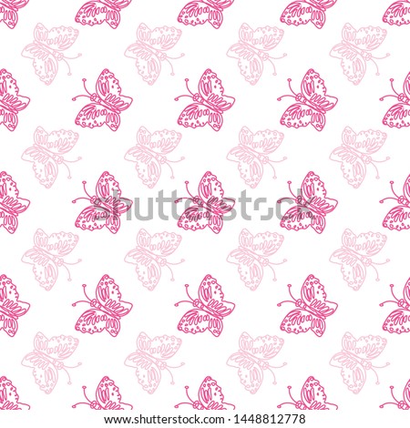 Hand drawn butterfly seamless background.Perfect for scrap booking , textile and home decor projects.Surface pattern design.