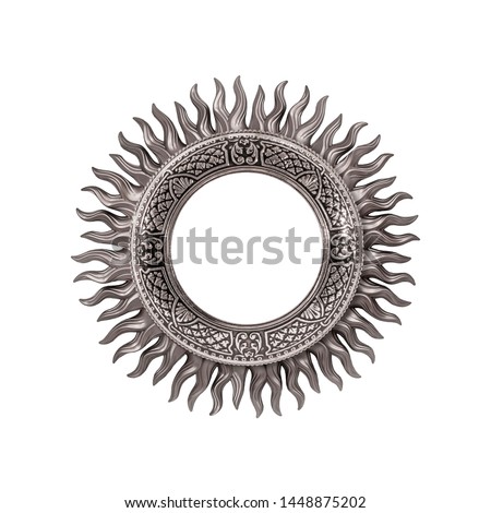 Silver round frame for paintings, mirrors or photo isolated on white background