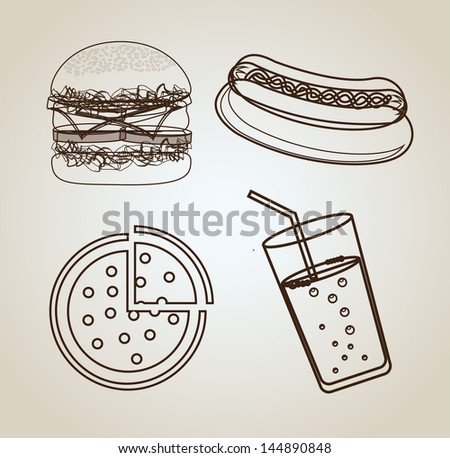 fast food over beige background vector illustration