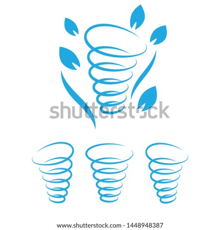 Blowing wind with flying leaves icon. Air icons vector set