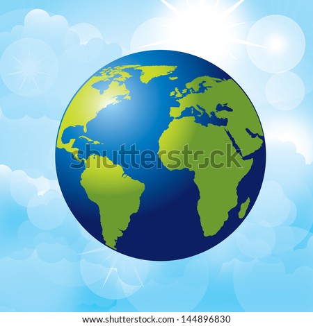 planet earth over sky background  vector illustration