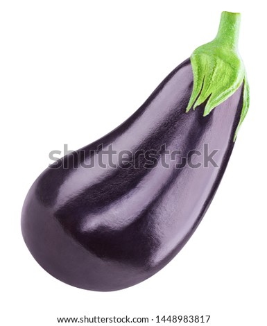 Eggplant Clipping Path. One aubergine eggplant isolated on white. Quality photo for your project. Royalty-Free Stock Photo #1448983817