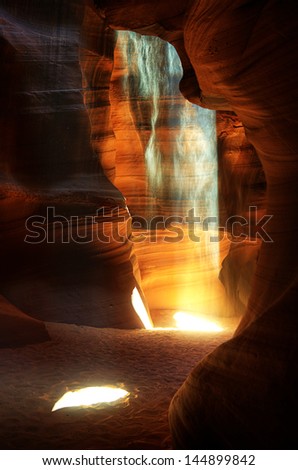 Rays of sunlight in The Antelope Canyon, Page, Arizona, USA  Ultra HDR