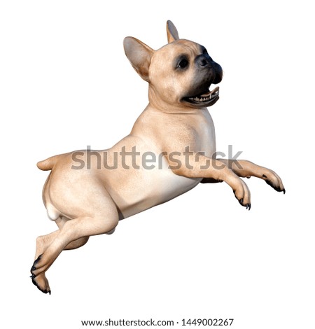 3D rendering of a fawn French bulldog isolated on white background