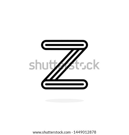 Round Line Vector Logo Letter Z. Z Black and White Lines Letter Design Vector