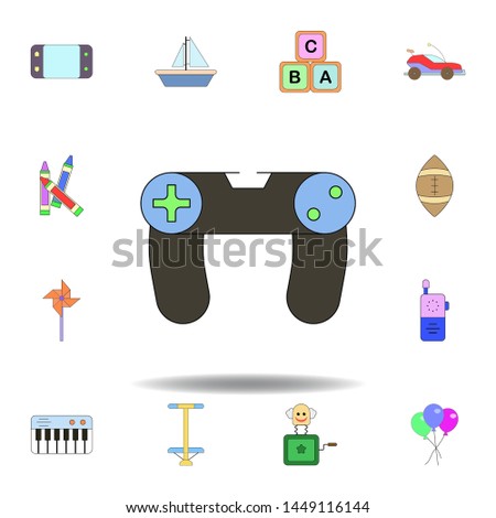 cartoon joystick toy colored icon. set of children toys illustration icons. signs, symbols can be used for web, logo, mobile app, UI, UX