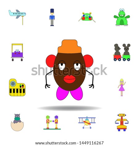 cartoon potatoes infant head toy colored icon. set of children toys illustration icons. signs, symbols can be used for web, logo, mobile app, UI, UX