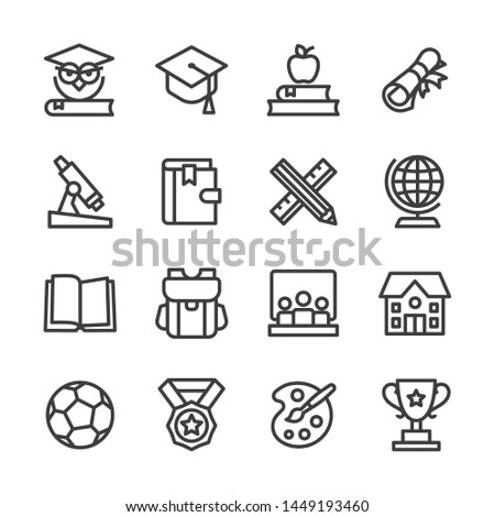 School and education line icon set vector Royalty-Free Stock Photo #1449193460