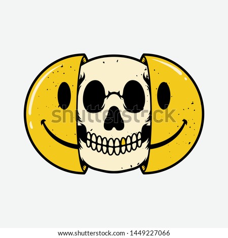 Half skull emoticons, emojis with bright backgrounds