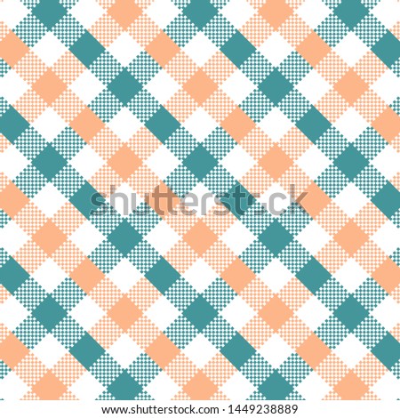 Green and Orange Gingham pattern. Texture from squares for - plaid, tablecloths, clothes, shirts, dresses, paper, bedding, blankets, quilts and other textile products. Vector illustration EPS 10