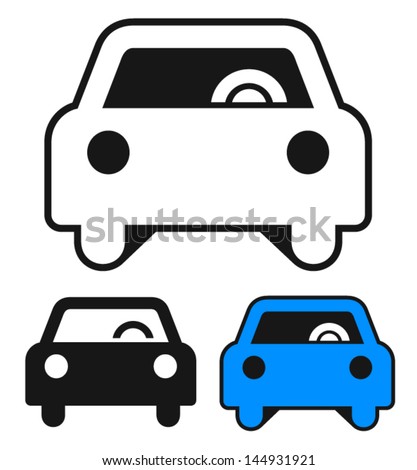 Clip-art Style Car Icons - perspective either representing motion, or 3d style, shadow,... 2d version