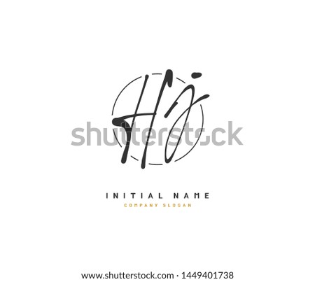 H J HJ Beauty vector initial logo, handwriting logo of initial signature, wedding, fashion, jewerly, boutique, floral and botanical with creative template for any company or business.