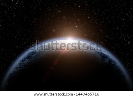 Sunrise and Earth view from space.(Elements of this image furnished by NASA) Royalty-Free Stock Photo #1449465716