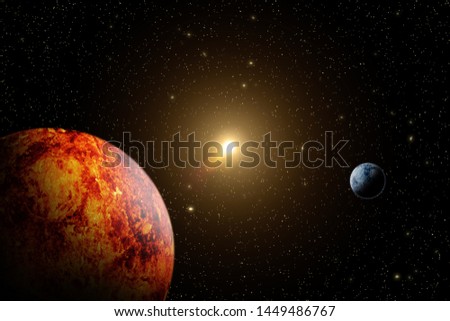 Mars and Earth view from space.(Elements of this image furnished by NASA)