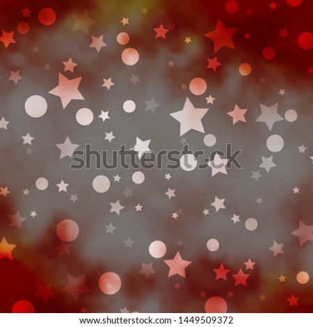 Light Red vector layout with circles, stars. Glitter abstract illustration with colorful drops, stars. Design for wallpaper, fabric makers.