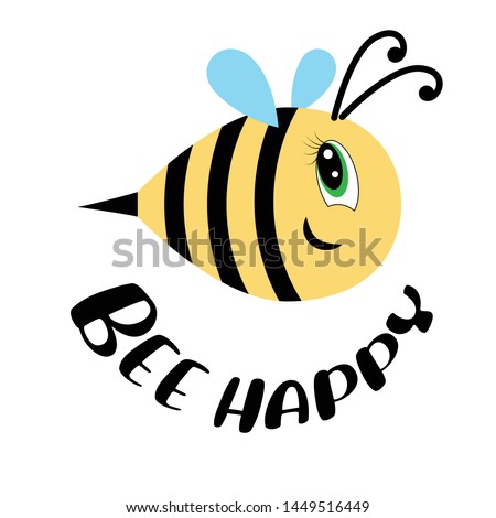 Bee happy. Cartoon Child Picture. Smiling bee.