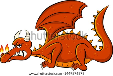 vector illustration of a furious cartoon dragon