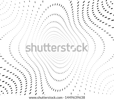 Wavy dot lines background. Pattern of dots, dotted lines, circles of different scale. Futuristic pattern. Monochrome backdrop to create backgrounds, templates, posters in a modern minimalist style.