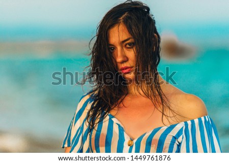 Young woman joyful and cheerful enjoying summer holidays vacation on beach