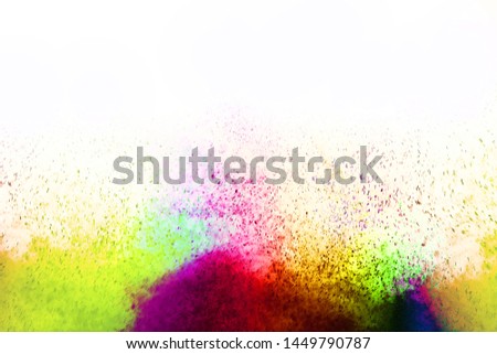 Freeze motion of colored dust explosion isolated on White background