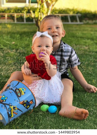 Brother and Sister pose for Easter pictures!