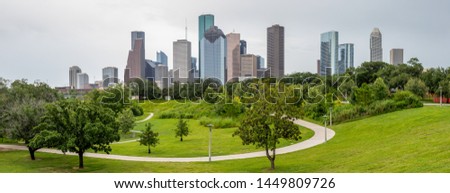Houston city in the state of Texas, United States, as seen from the Buffalo Bayou Park